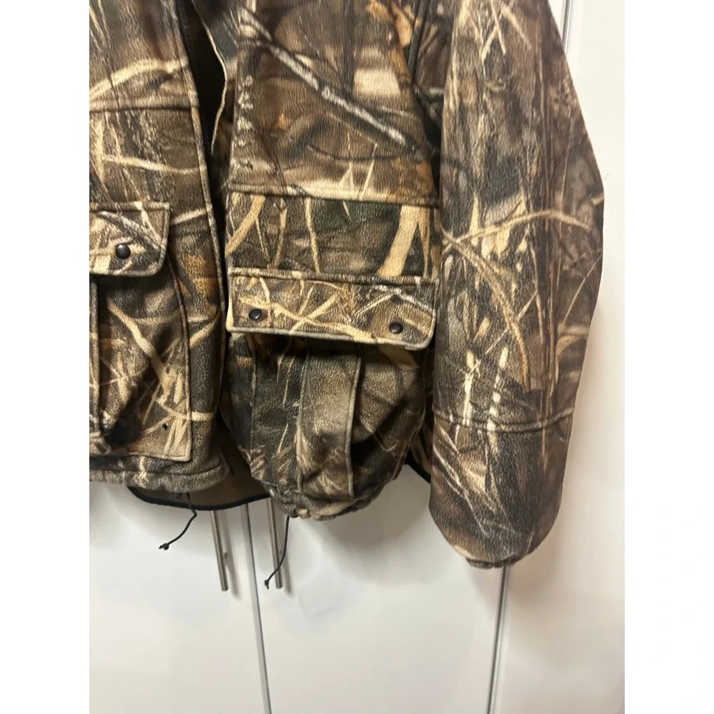 Rivers West Fleece Hunting Jacket Camo Full Zip‎ Cargo Pockets Marsh Grass